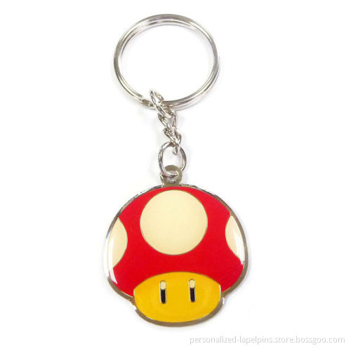 Oem Design Metal Iron Material Die-stamping Mushrooms Shape Metal Keychains